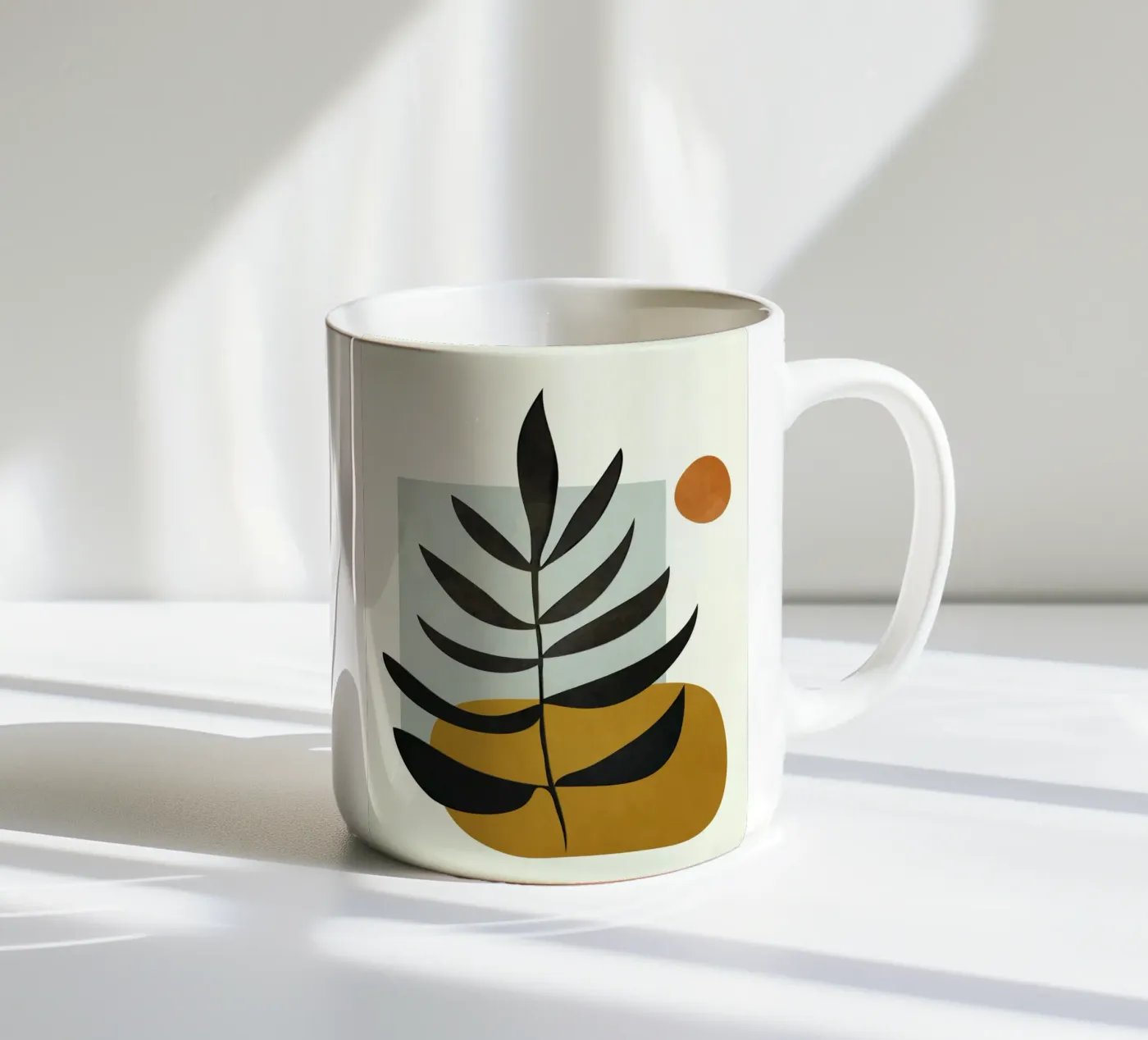 Soft Abstract Large Leaf ceramic mug by cityart
