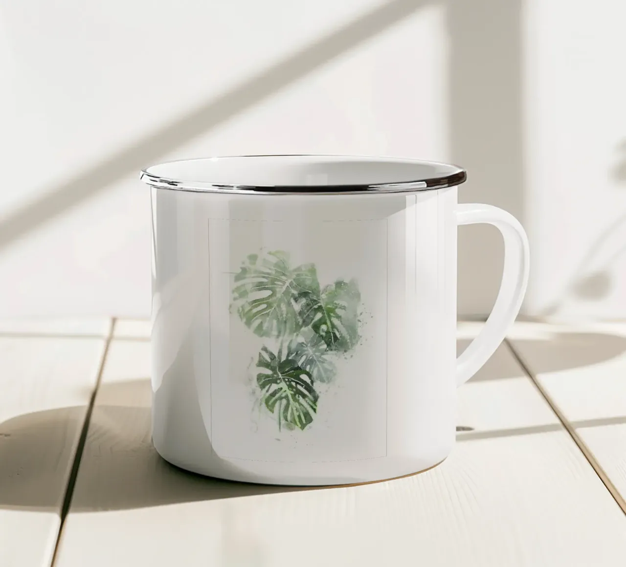 Foglie astratte di Monstera tazza in smalto da Abstract Botanical Art