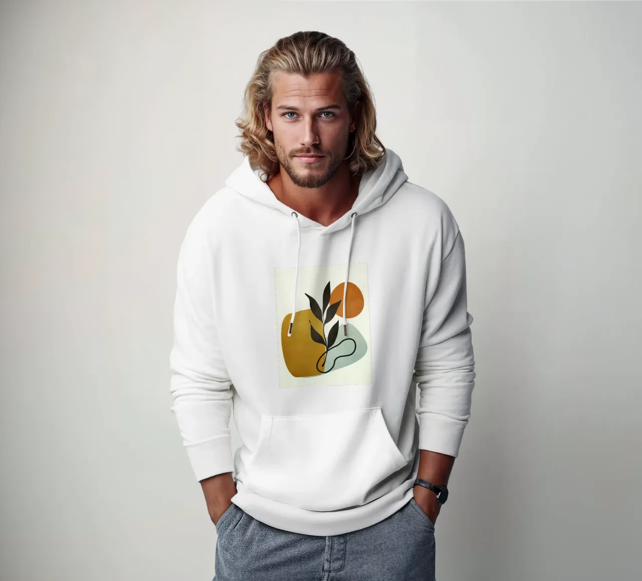 Soft Abstract Small Leaf felpa con cappuccio da cityart