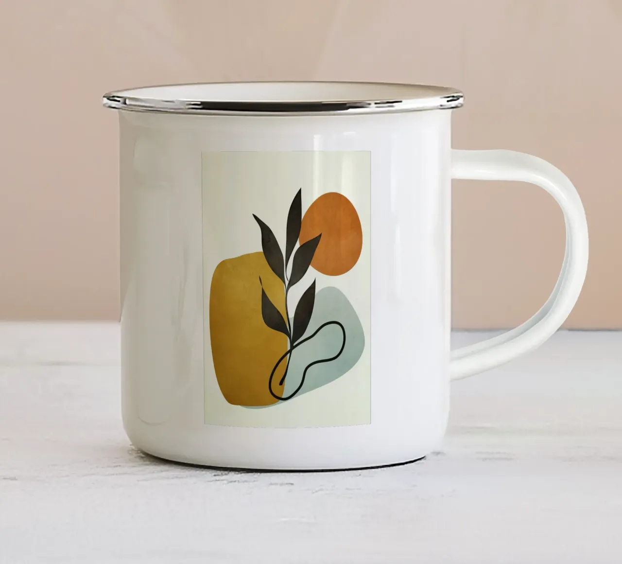 Soft Abstract Small Leaf Emaille Tasse von cityart