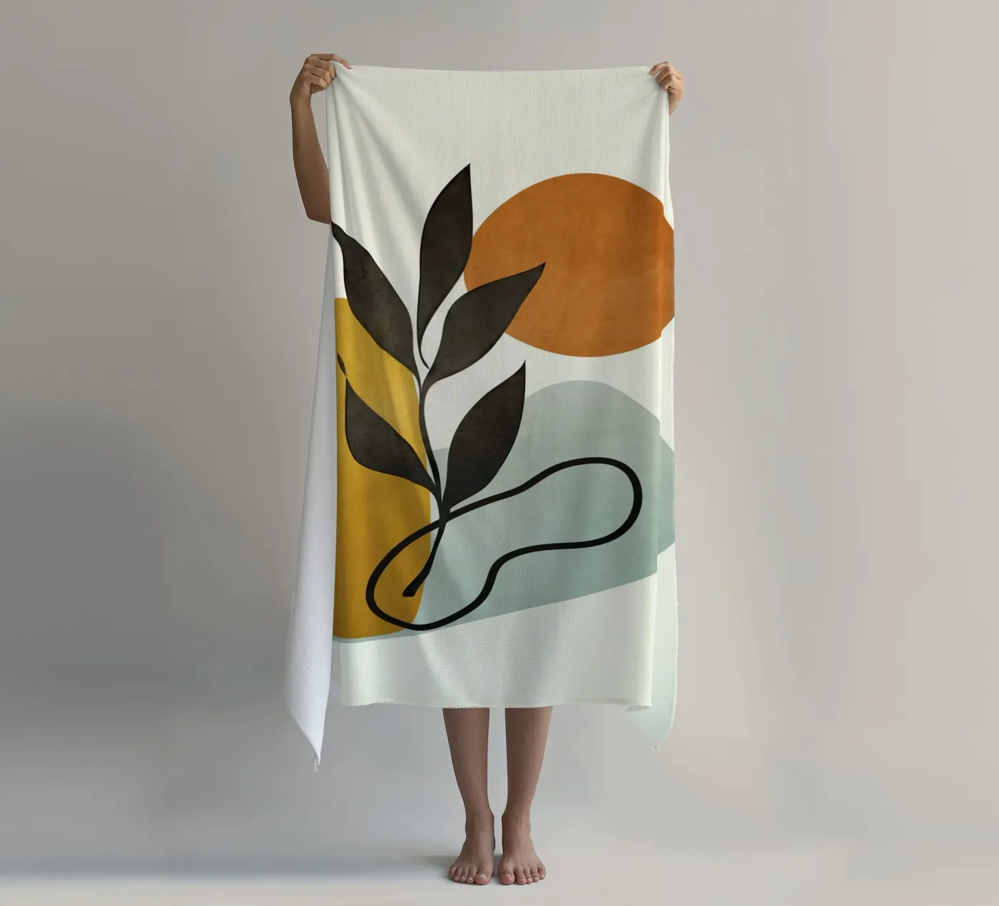 Soft Abstract Small Leaf Strandtuch von cityart