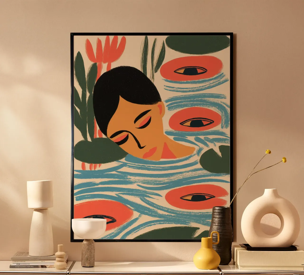 De vrouw in de vijver | Digitale handtekening poster van Autofocus