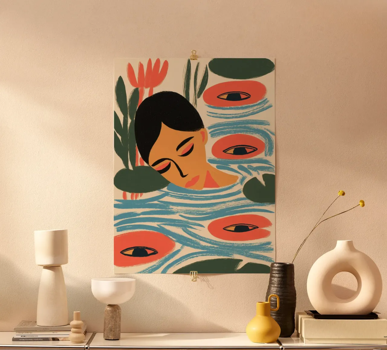 De vrouw in de vijver | Digitale handtekening poster van Autofocus