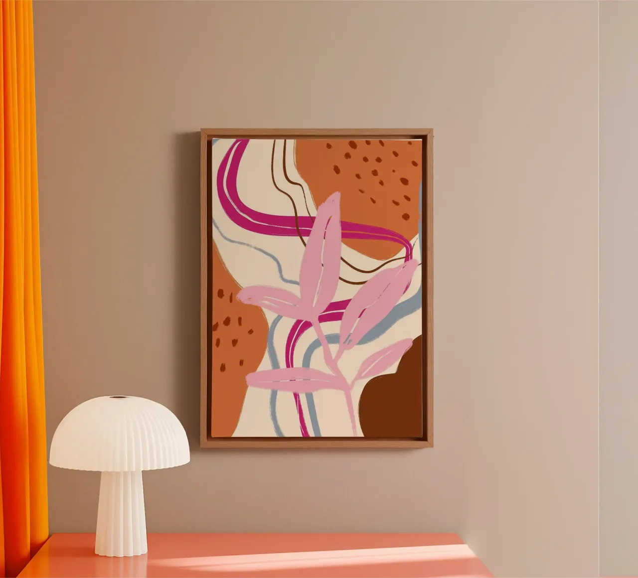 Abstracte botanische kunst canvas met Baklijst van Abstract Botanical Art