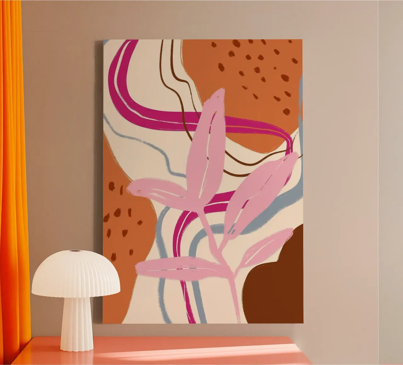 Abstracte botanische kunst canvas met Baklijst van Abstract Botanical Art