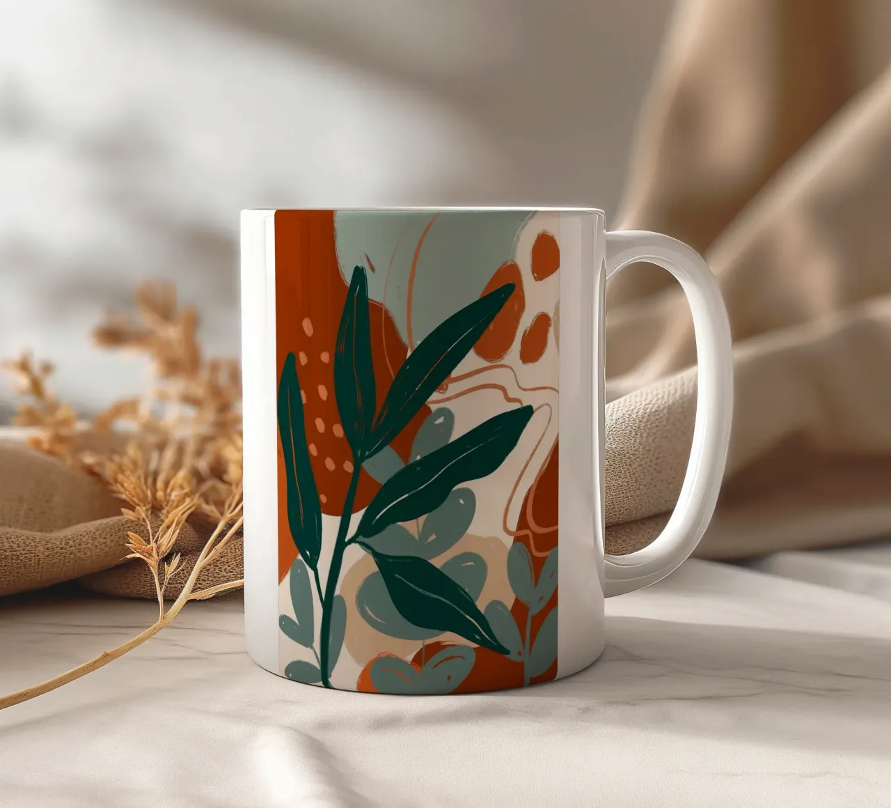 Abstracte botanische kunst keramische mok van Abstract Botanical Art
