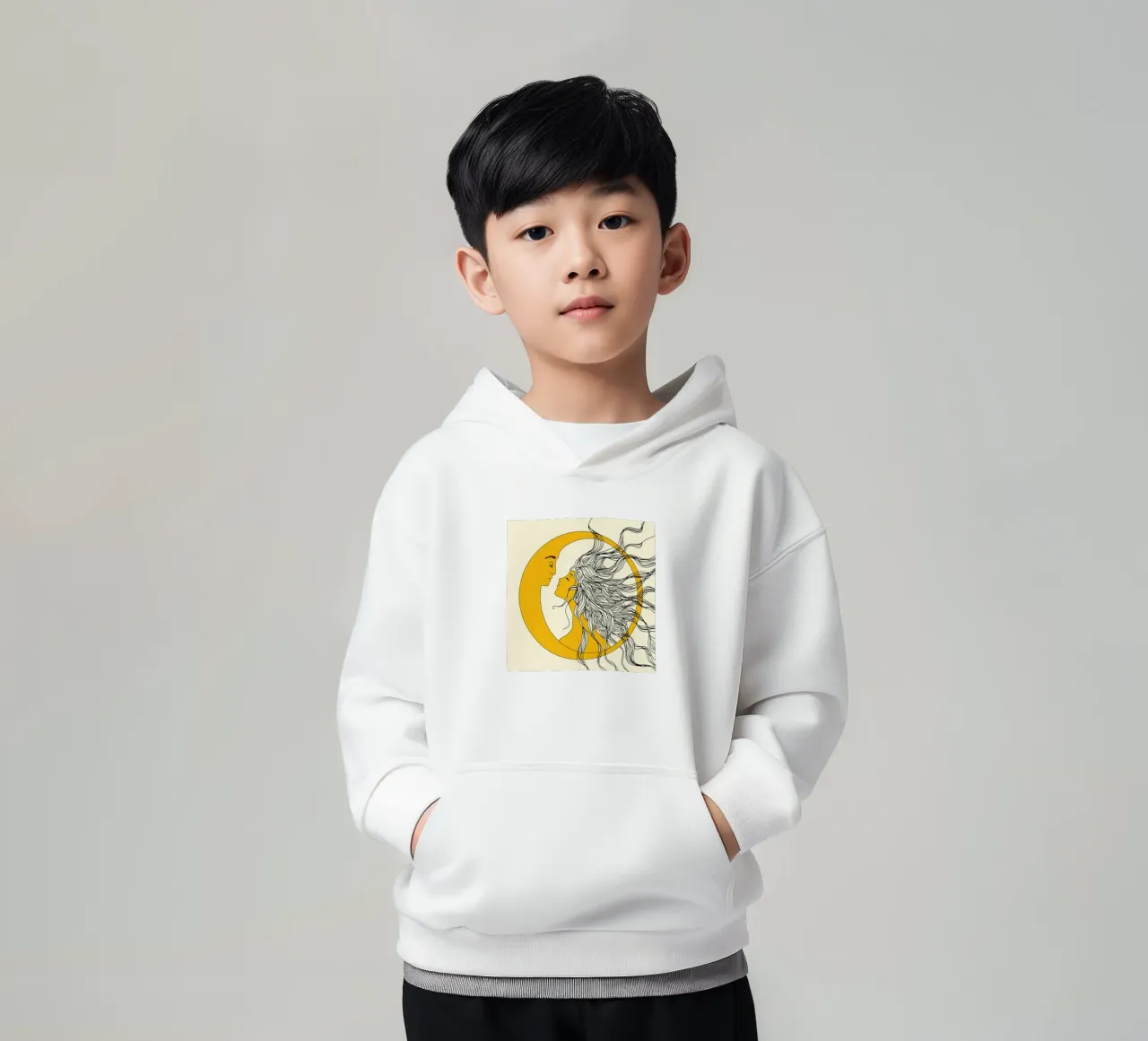 Sun and Moon felpa bambino con cappuccio da Nadjaa