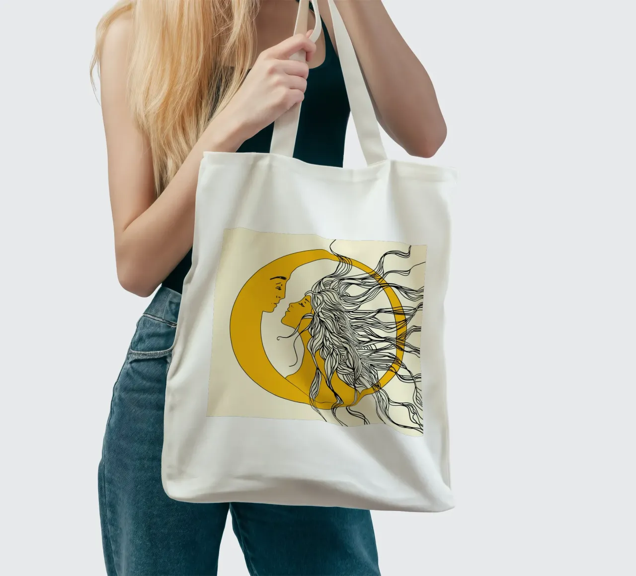 Sun and Moon borsa in juta da Nadjaa