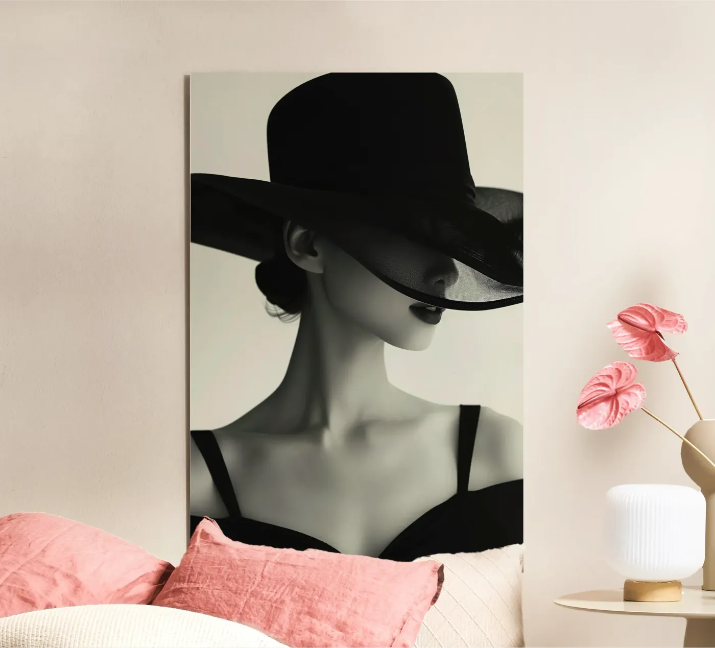 Donne e cappello nero alluminio dibond da Lorraine Mooore