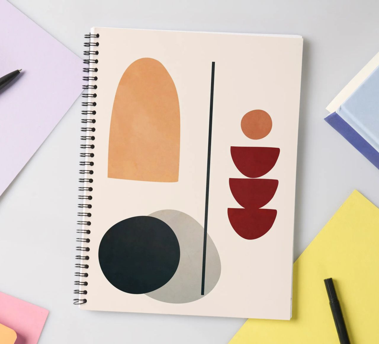 Abstract Minimal Art 02 spiral notebook by Flow Line