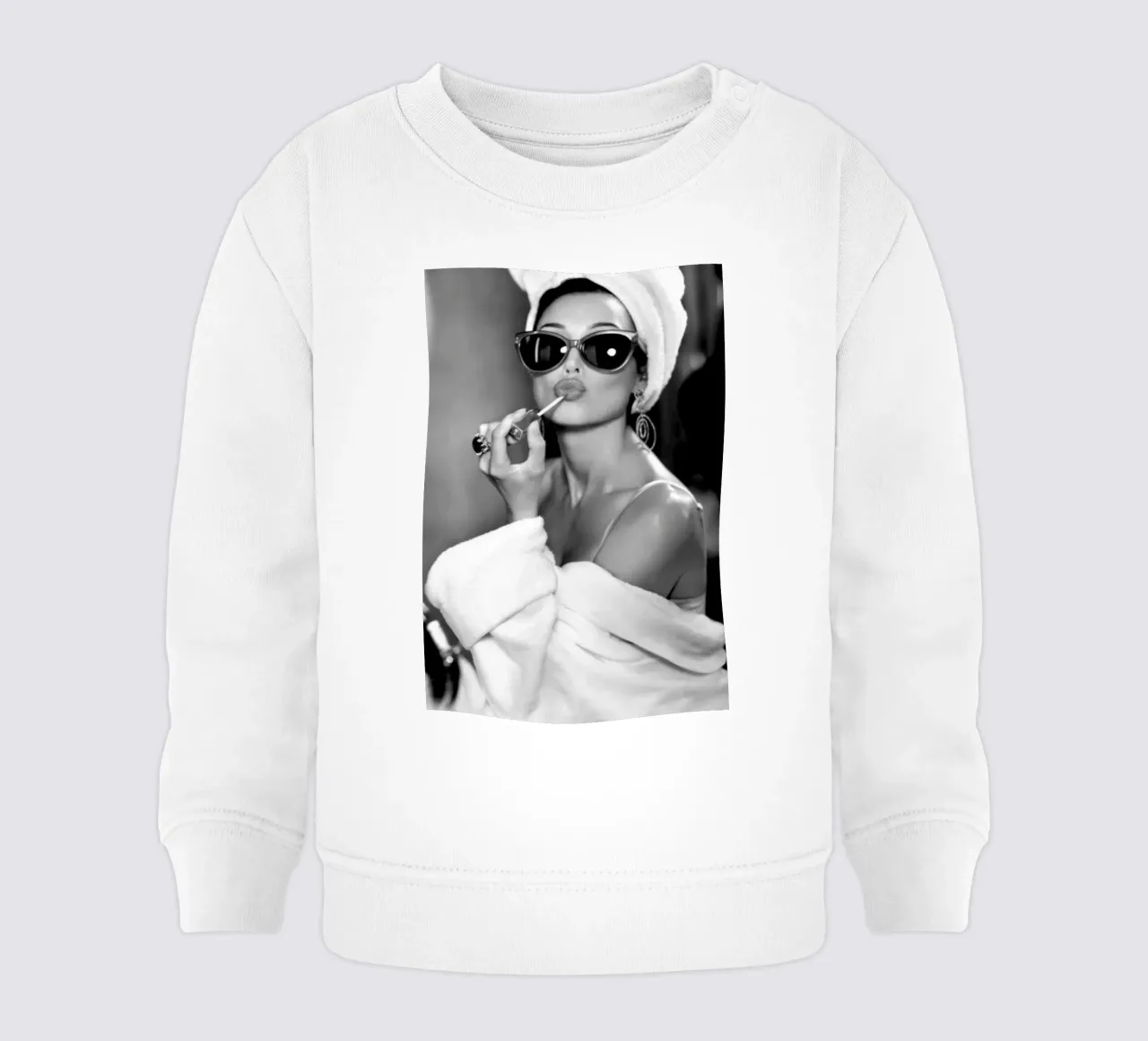 Beautiful Woman Wearing lipstick baby sweatshirt by Lorraine Mooore