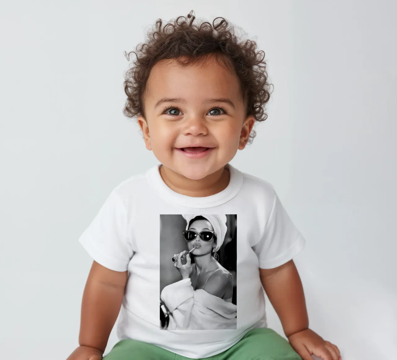 Beautiful Woman Wearing lipstick baby t-shirt by Lorraine Mooore
