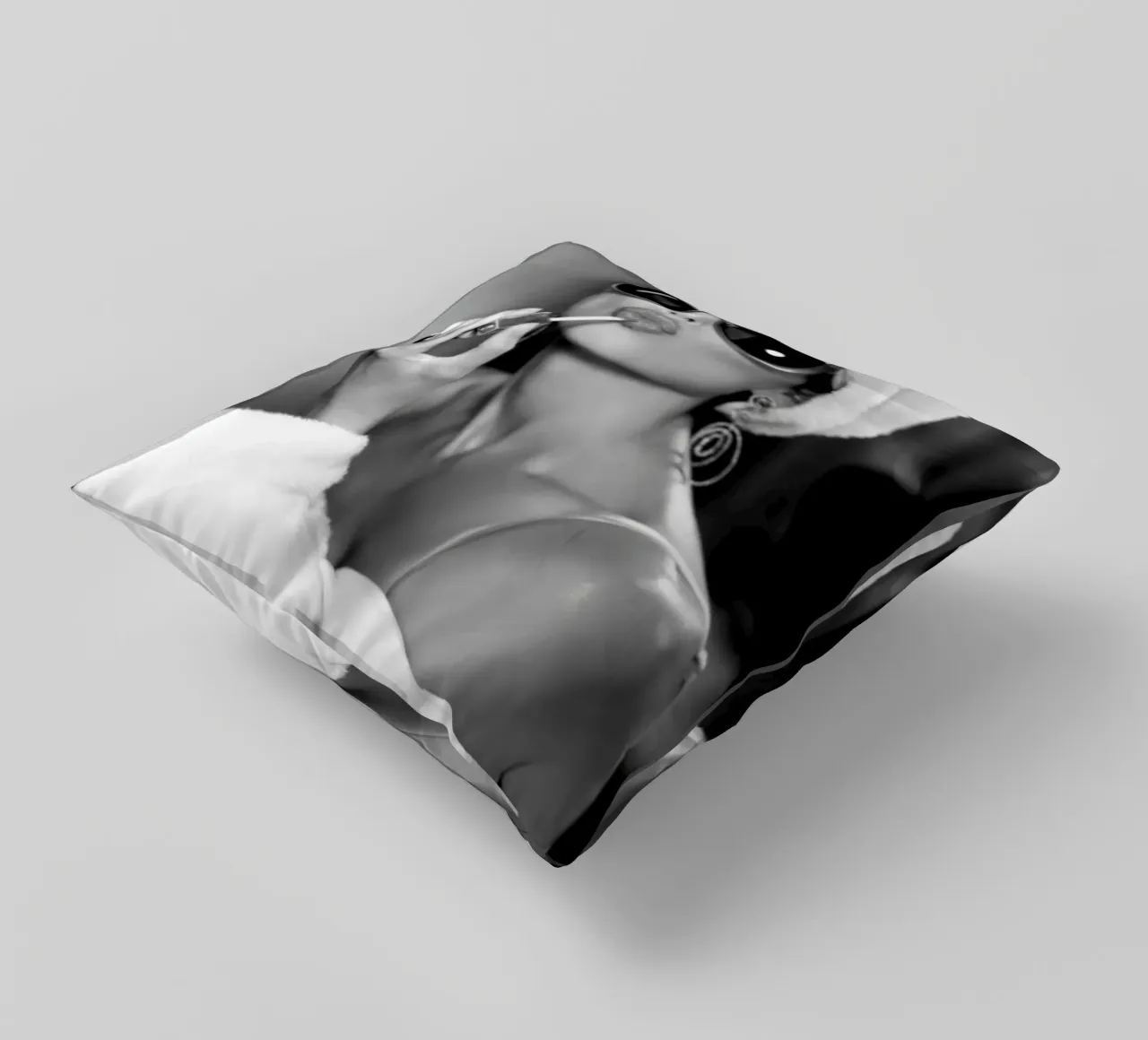 Beautiful Woman Wearing lipstick decorative cushion by Lorraine Mooore
