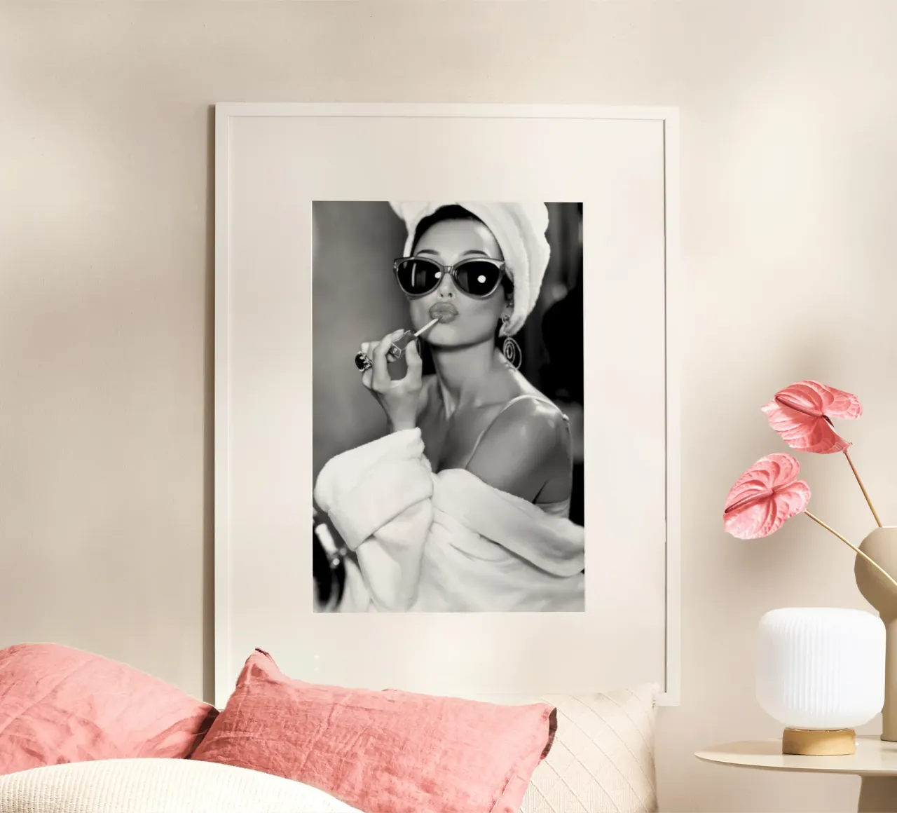 Beautiful Woman Wearing lipstick hahnemühle by Lorraine Mooore