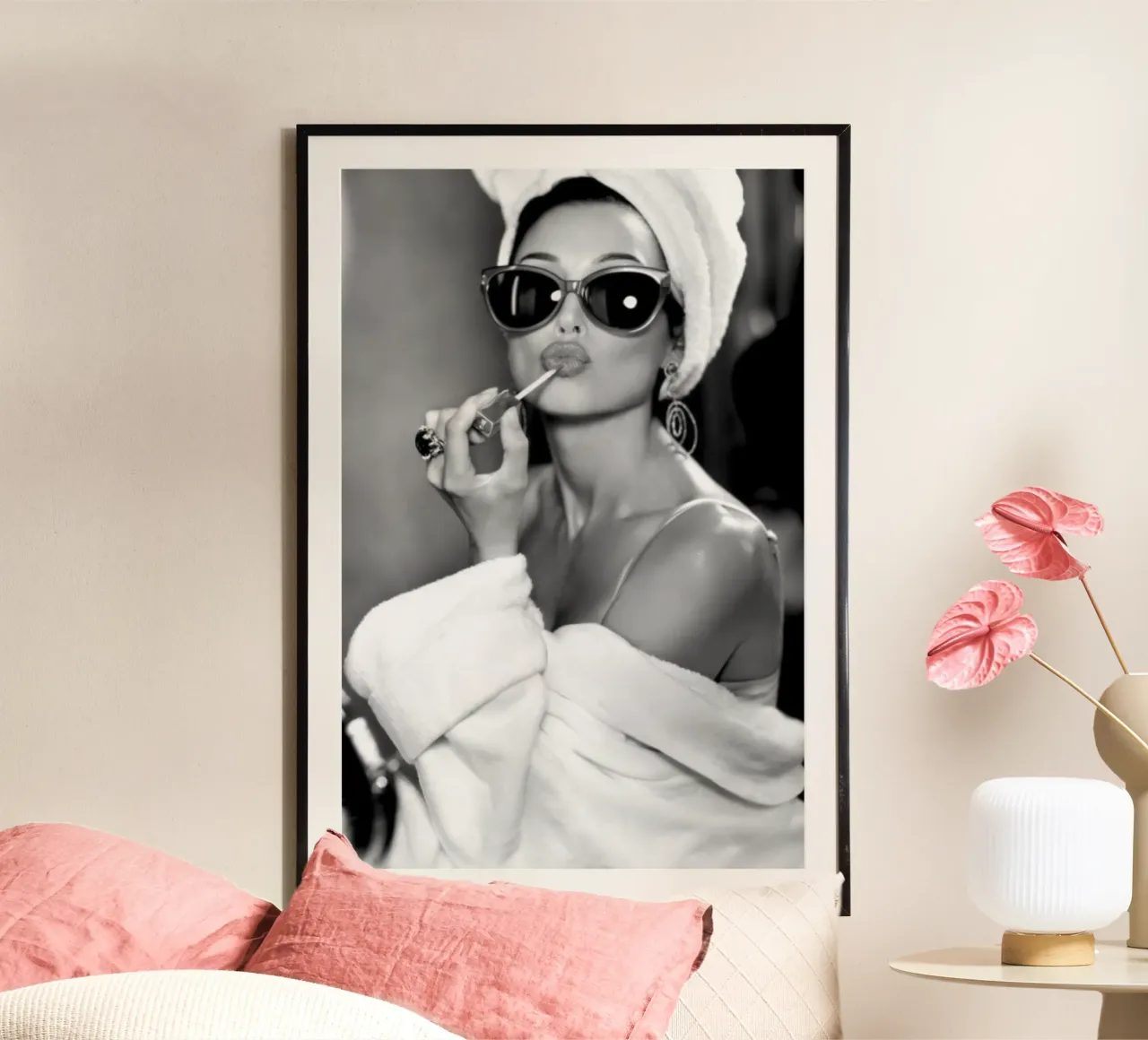 Beautiful Woman Wearing lipstick hahnemühle by Lorraine Mooore