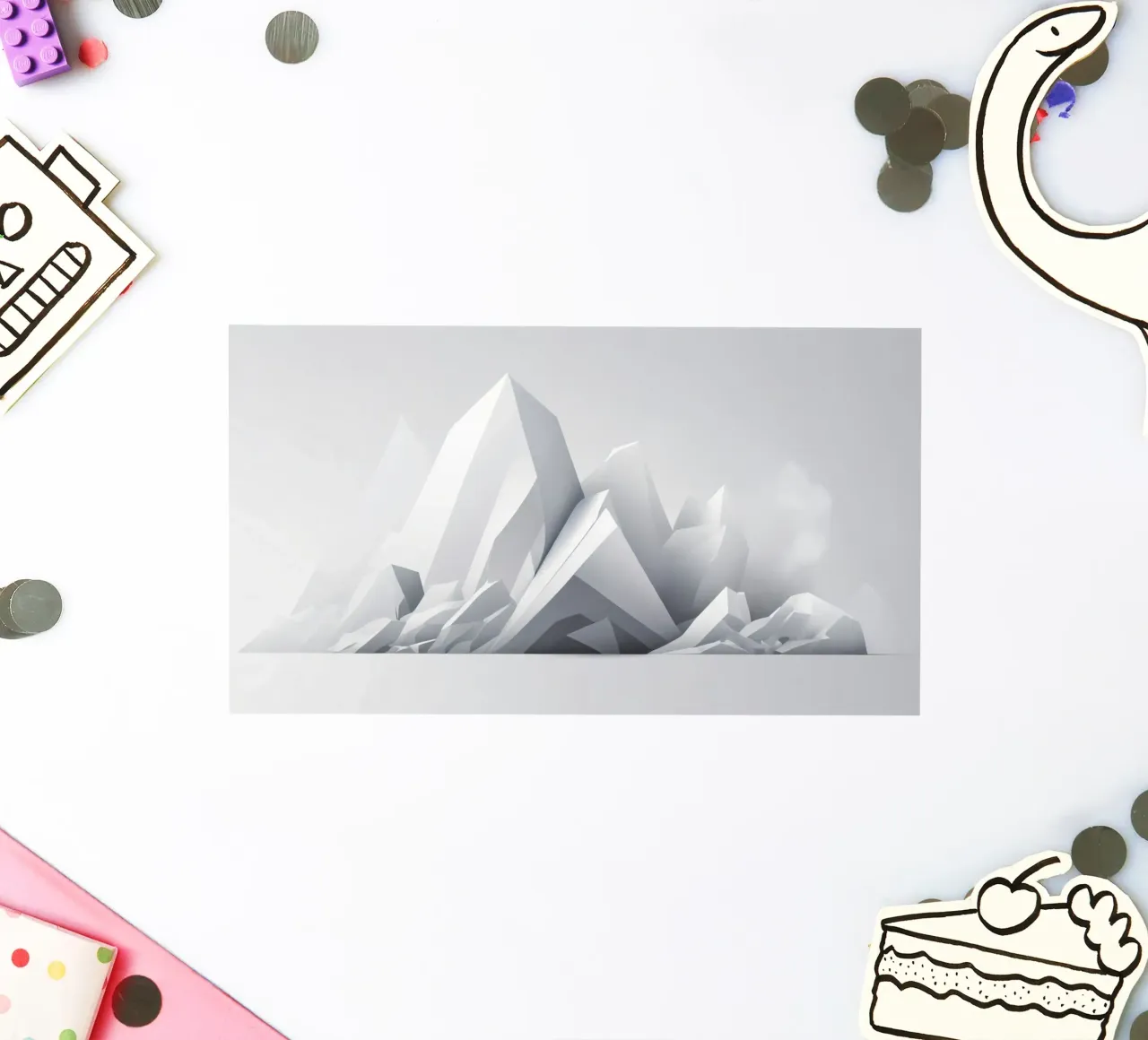 Geometric mountain landscape with sharp peaks and smooth sticker by DesignDoodle