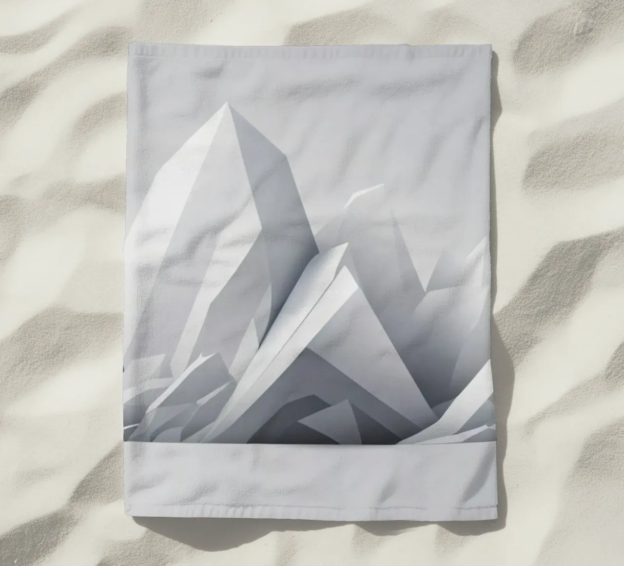 Geometric mountain landscape with sharp peaks and smooth beach towel by DesignDoodle