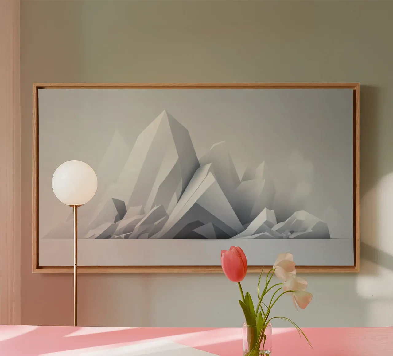 Geometric mountain landscape with sharp peaks and smooth canvas by DesignDoodle