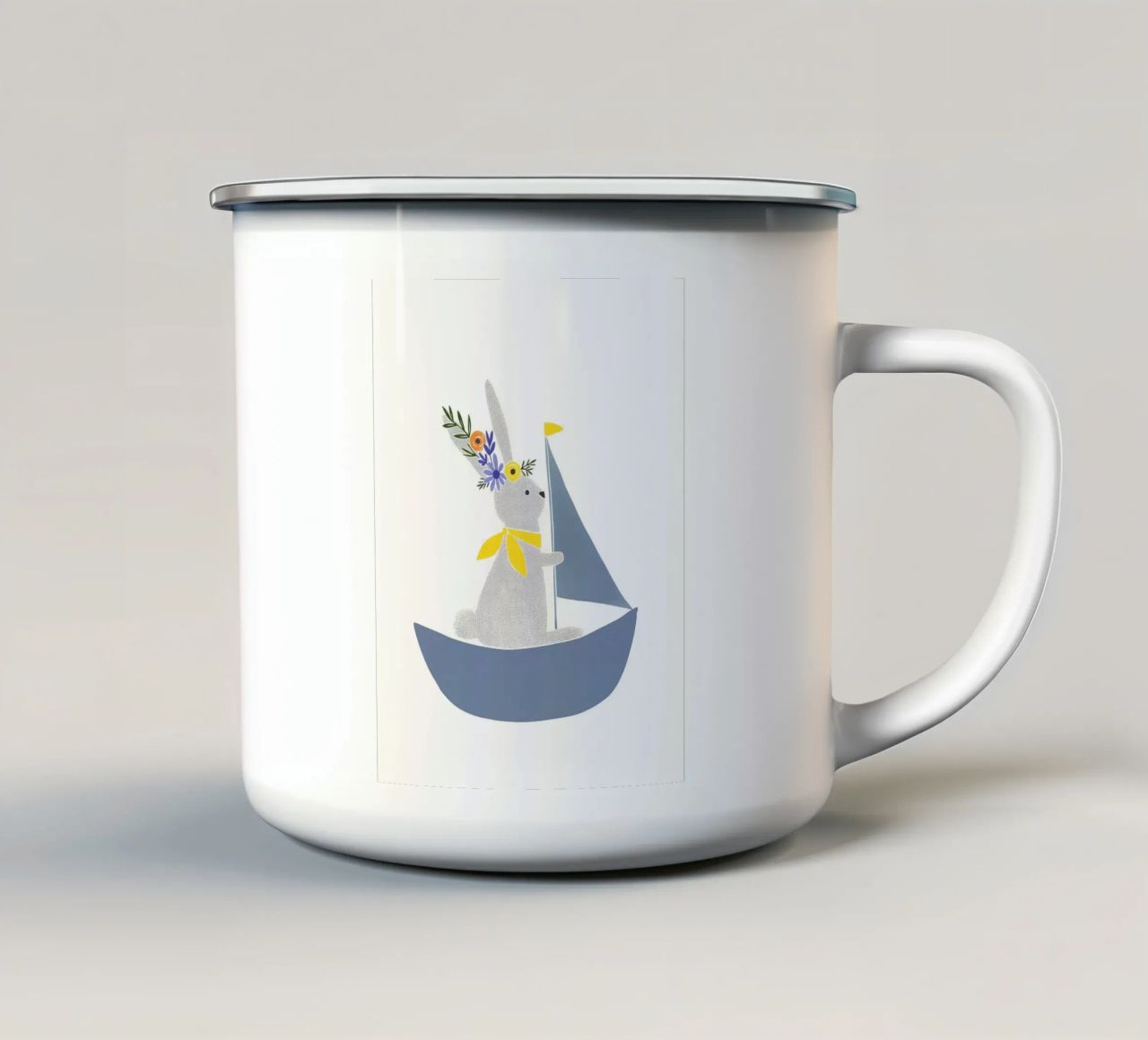 Divertimento a vela con una lepre tazza in smalto da Carinaprint