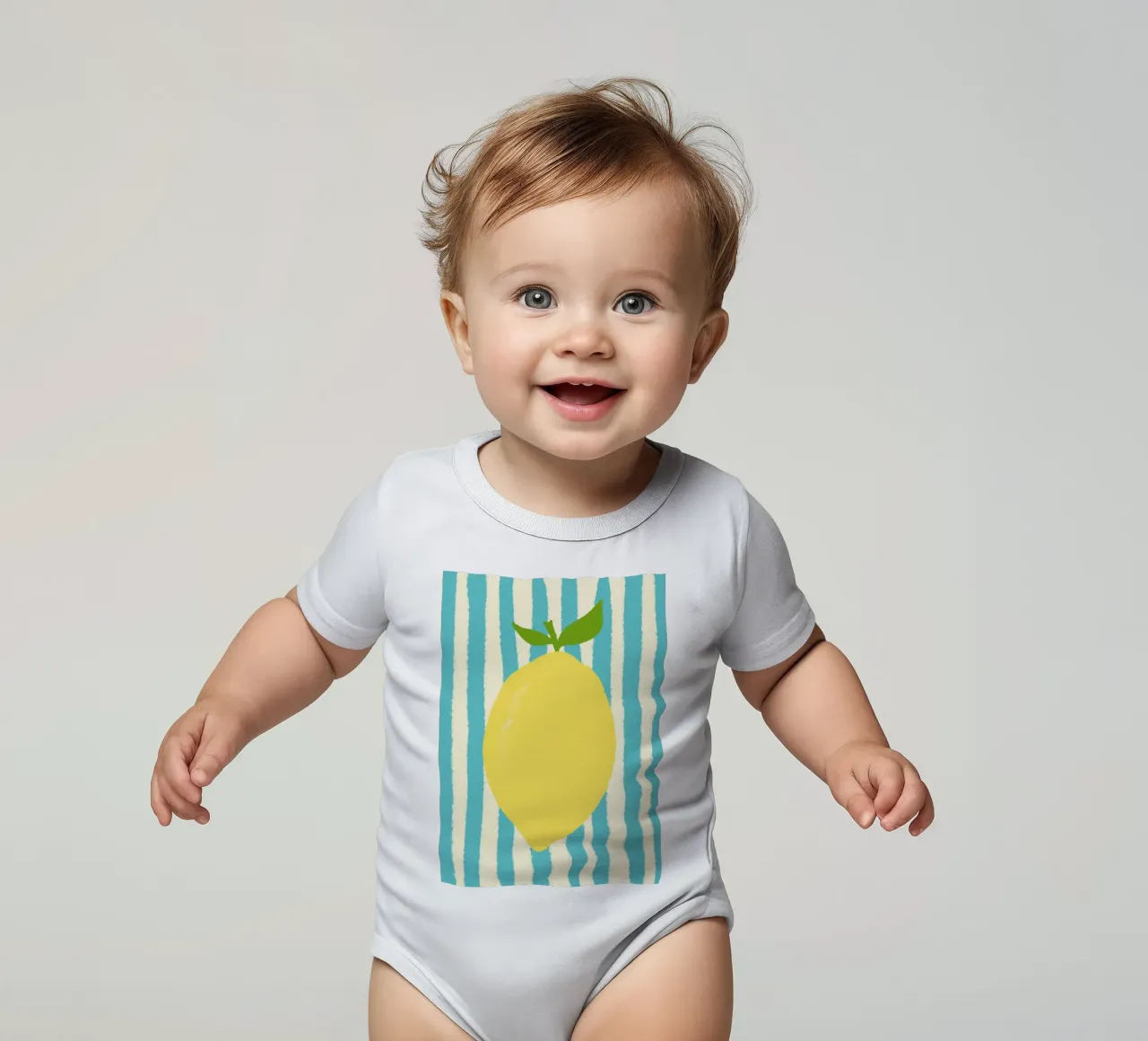 Zitrone Hellblau Kurzarm Babybody von Studio Dolci