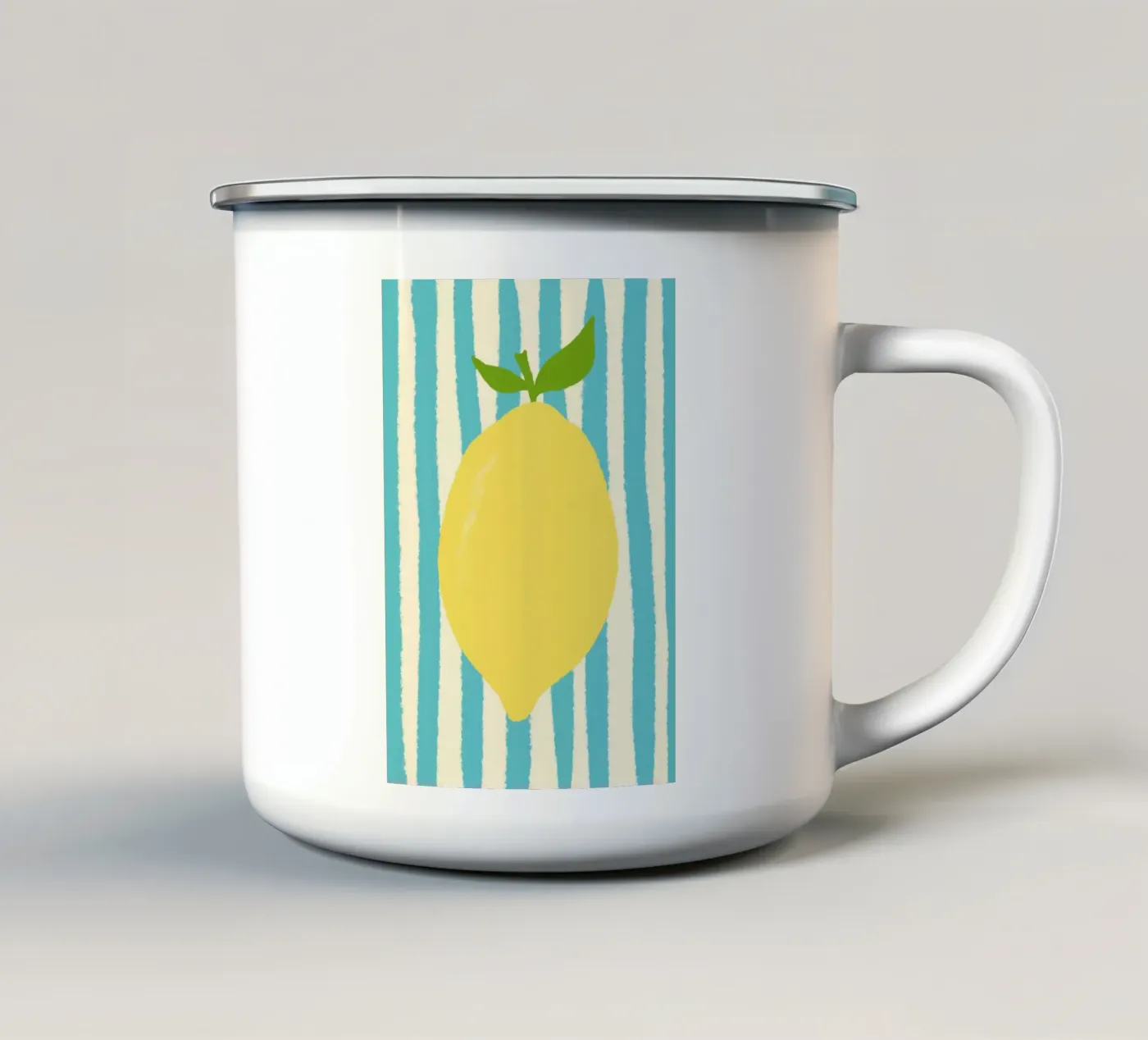 Zitrone Hellblau enamel mug by Studio Dolci