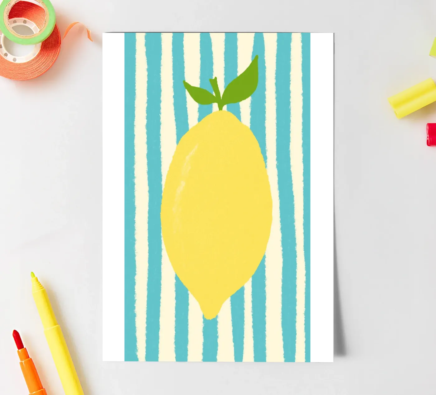 Zitrone Hellblau Stickerbogen von Studio Dolci