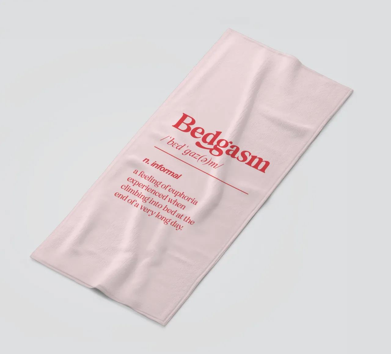 Bedgasm Dictionary Definition Humorous Typography Print Pink beach towel by THE MOTIVATED TYPE