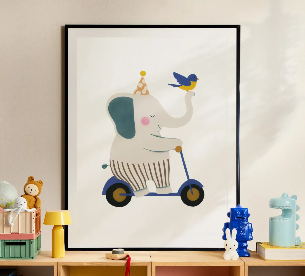 Dolci amici elefanti poster con telaio in plastica da Carinaprint