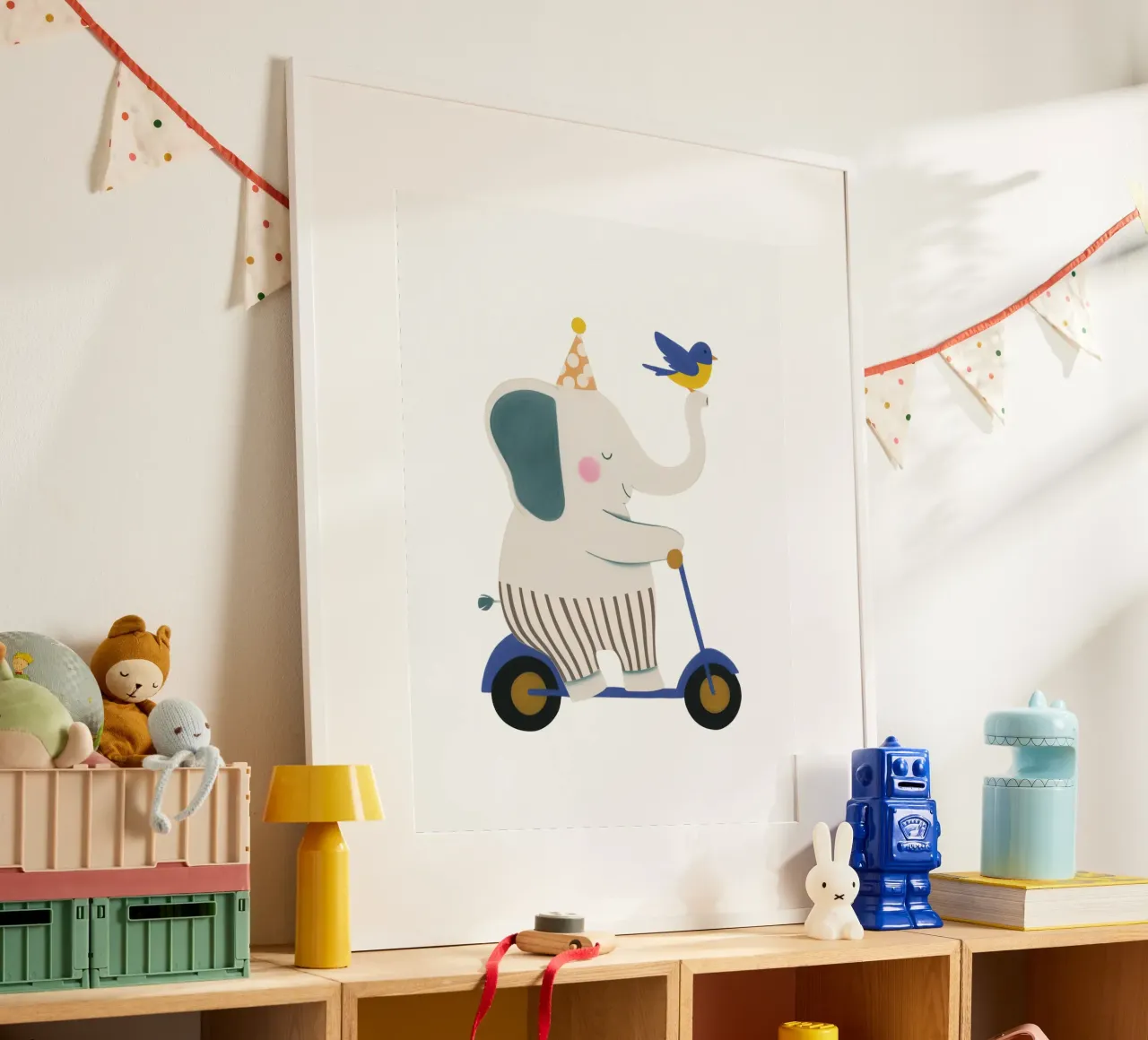 Dolci amici elefanti poster con telaio in plastica da Carinaprint