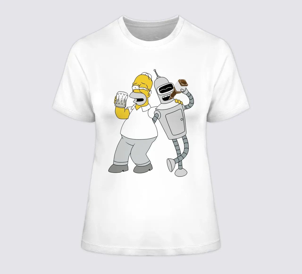 homer and bender drinking women's fitted t-shirt by Danielshop