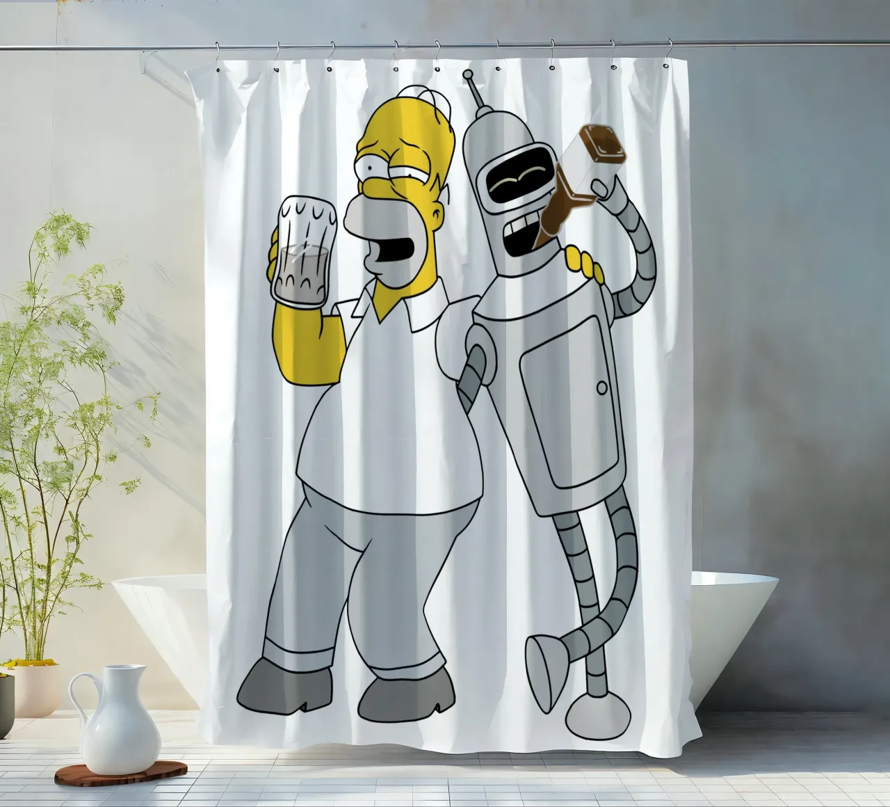 homer e bender che bevono tenda da doccia da Danielshop