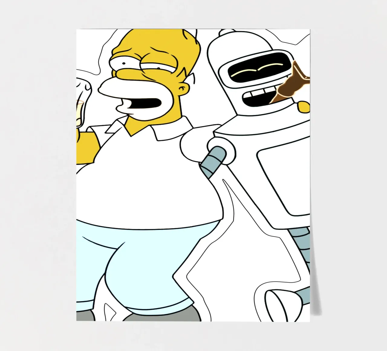 Homer und Bender trinken Stickerbogen von Danielshop