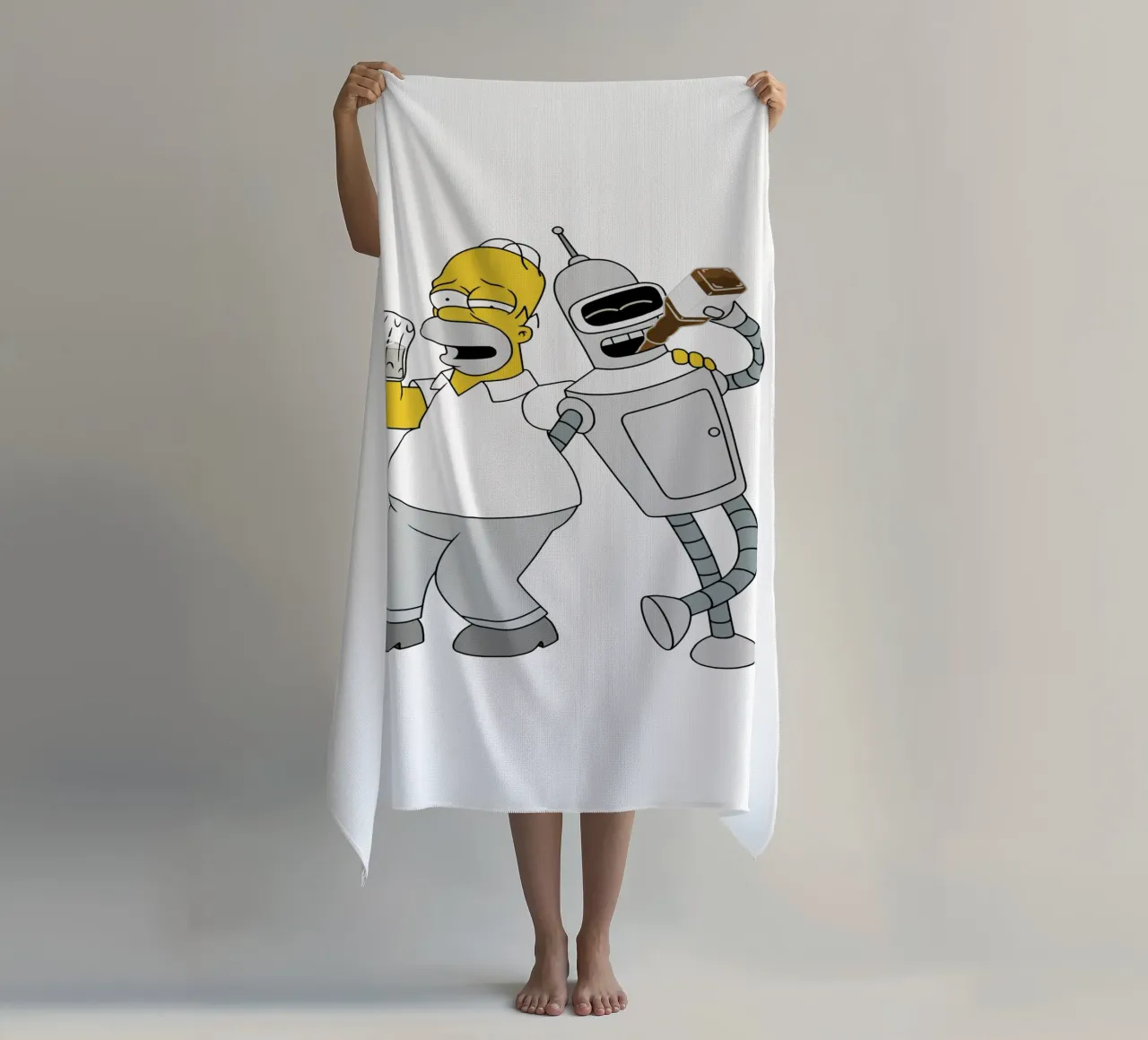 homer e bender che bevono telo mare da Danielshop