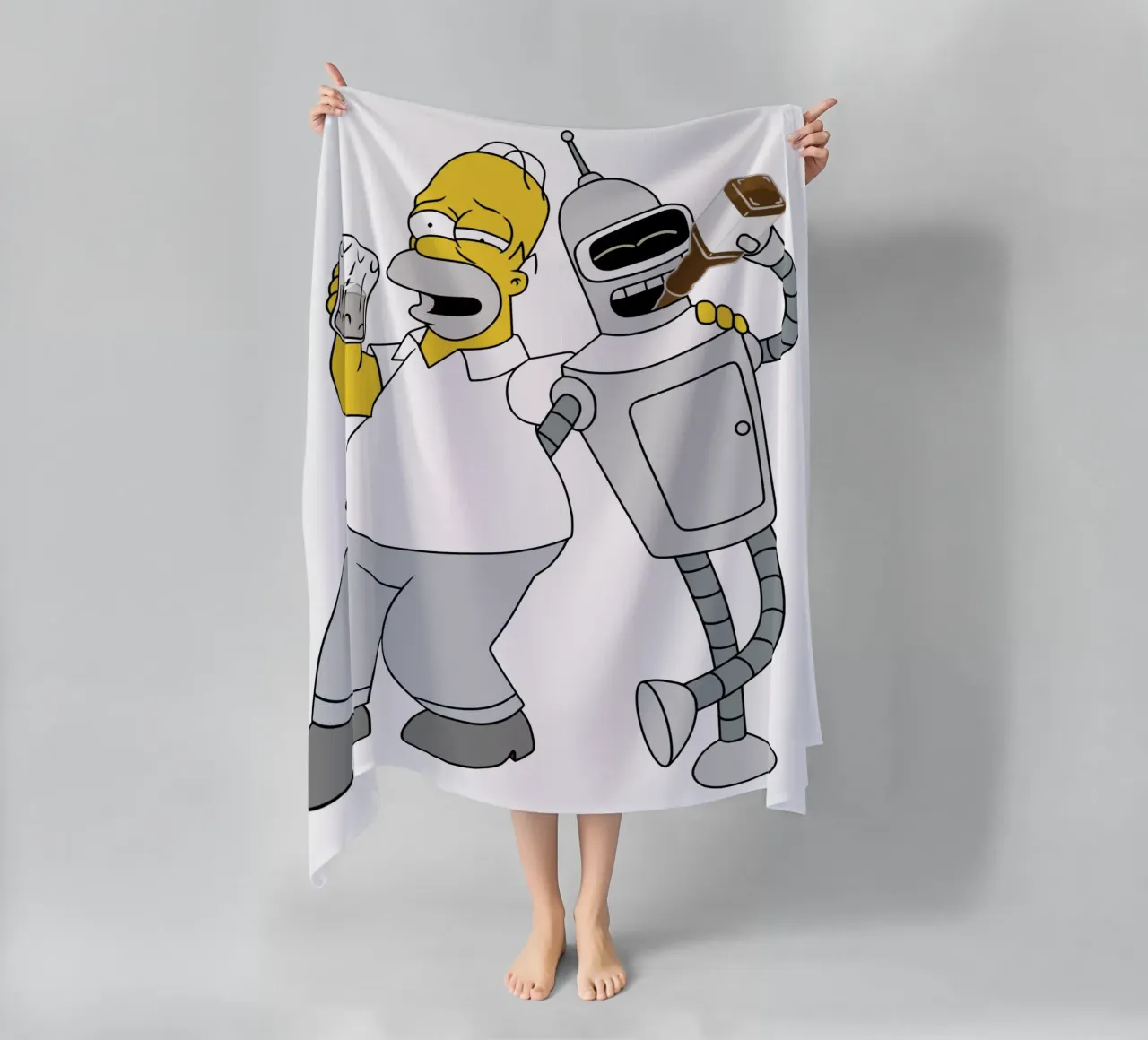 homer e bender che bevono telo mare da Danielshop