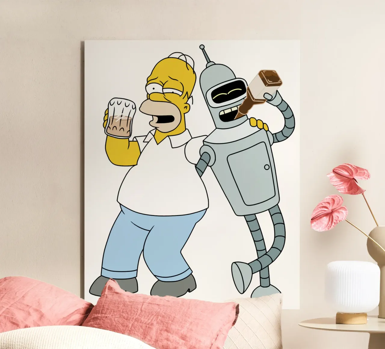 homer e bender che bevono alluminio dibond da Danielshop