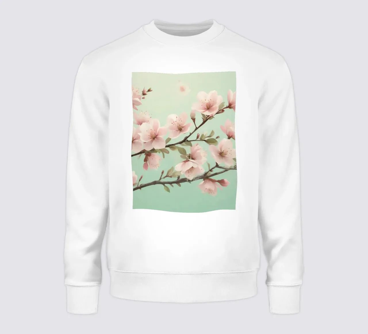 Flores floreciendo en las ramas bajo un suave cielo turquesa sudadera de DesignDoodle