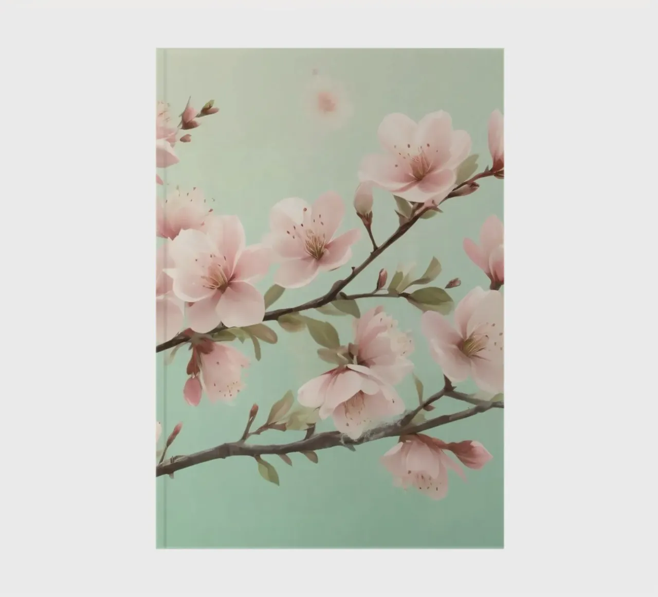 Blossoms blooming on branches under soft turquoise sky notebook by DesignDoodle