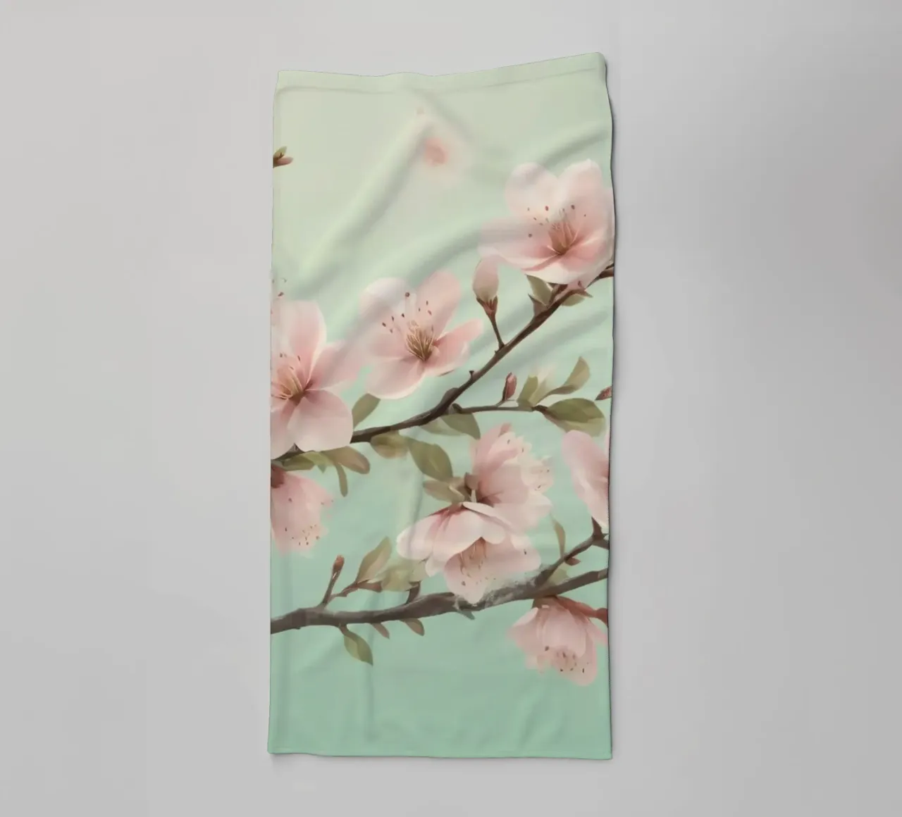 Blossoms blooming on branches under soft turquoise sky towel by DesignDoodle