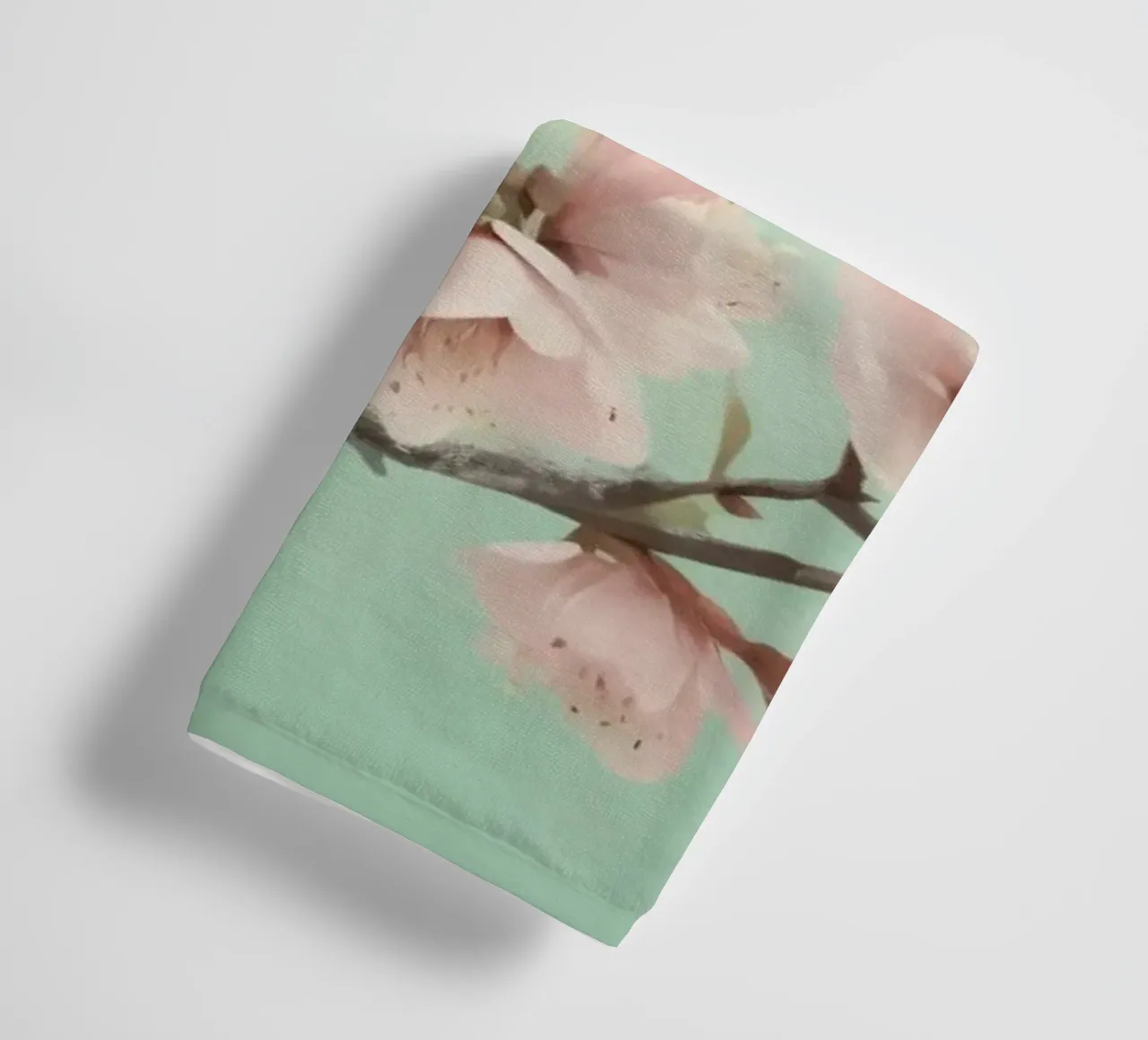 Blossoms blooming on branches under soft turquoise sky towel by DesignDoodle