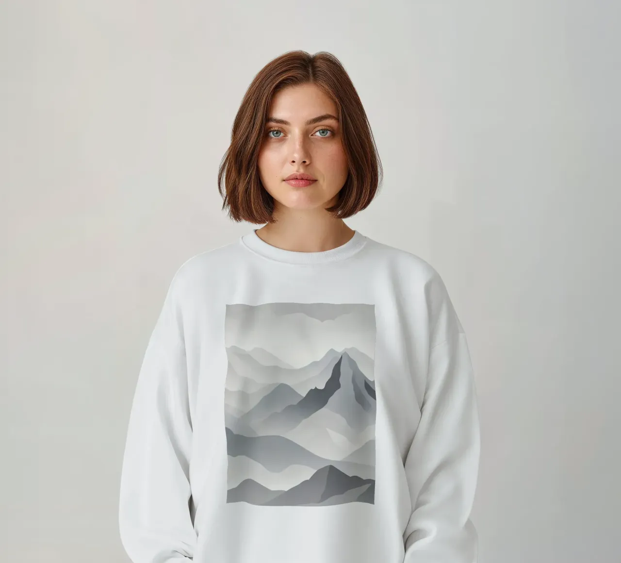 Paesaggio montano in scala di grigi che mostra strati di cime felpa da DesignDoodle