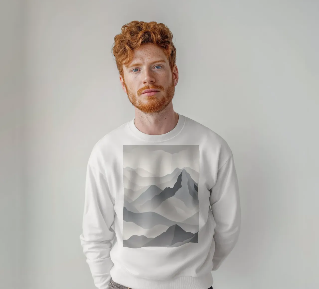 Paesaggio montano in scala di grigi che mostra strati di cime felpa da DesignDoodle