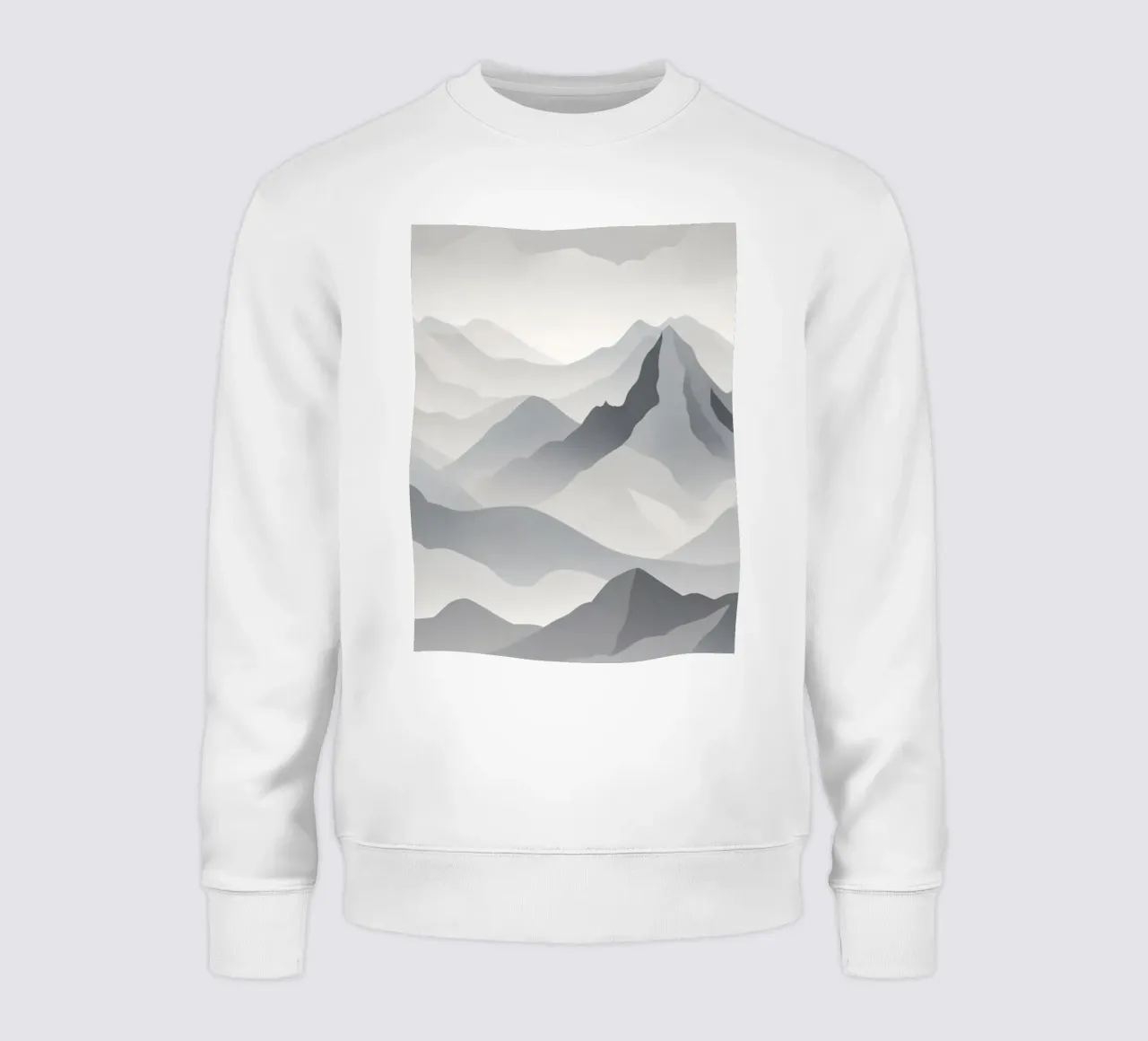 Paesaggio montano in scala di grigi che mostra strati di cime felpa da DesignDoodle