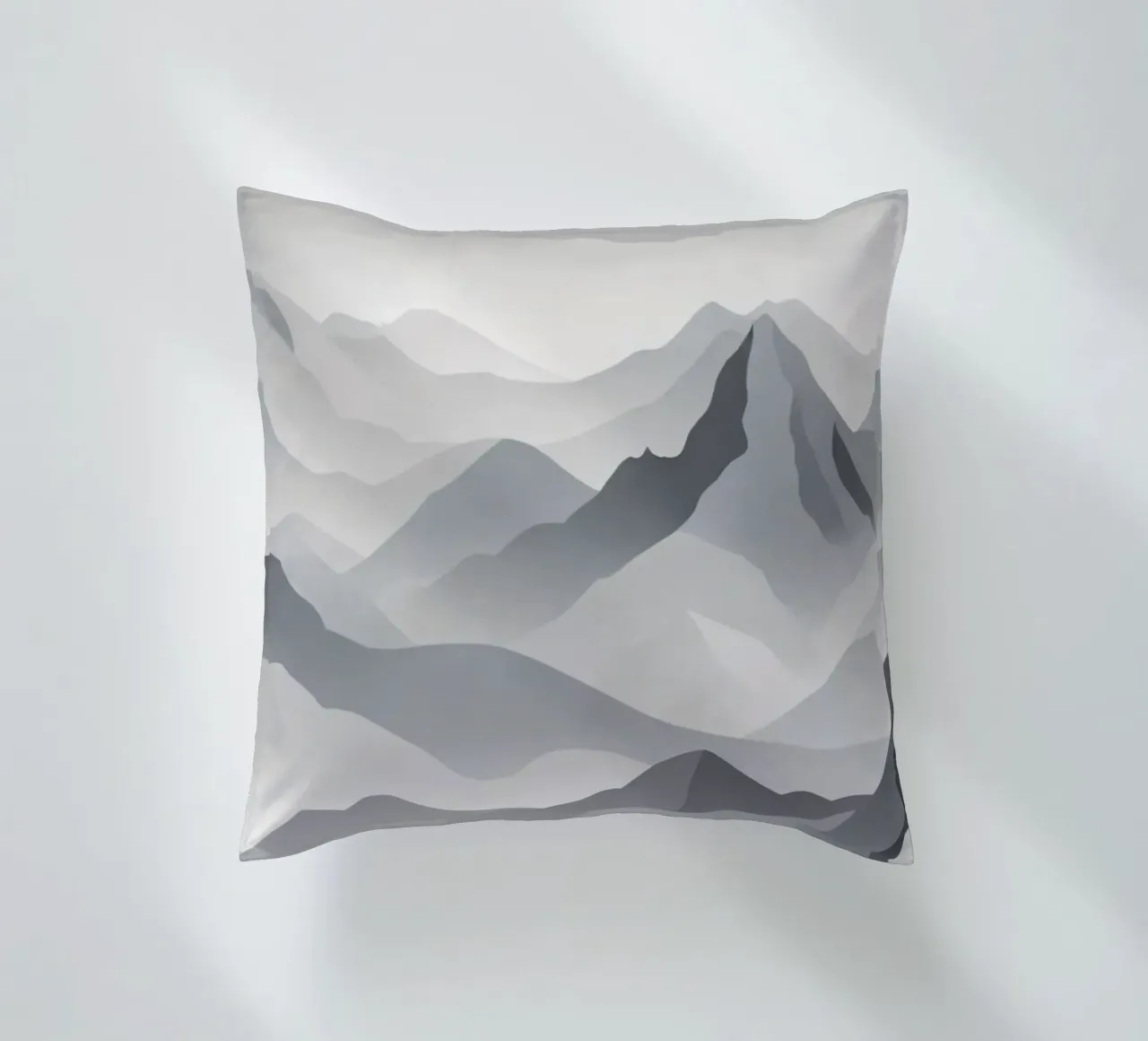 paisaje montañoso en escala de grises que muestra capas de picos cojín de DesignDoodle