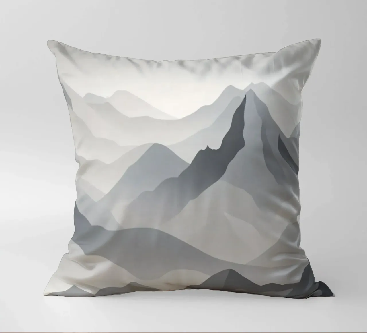 Paesaggio montano in scala di grigi che mostra strati di cime cuscino da DesignDoodle
