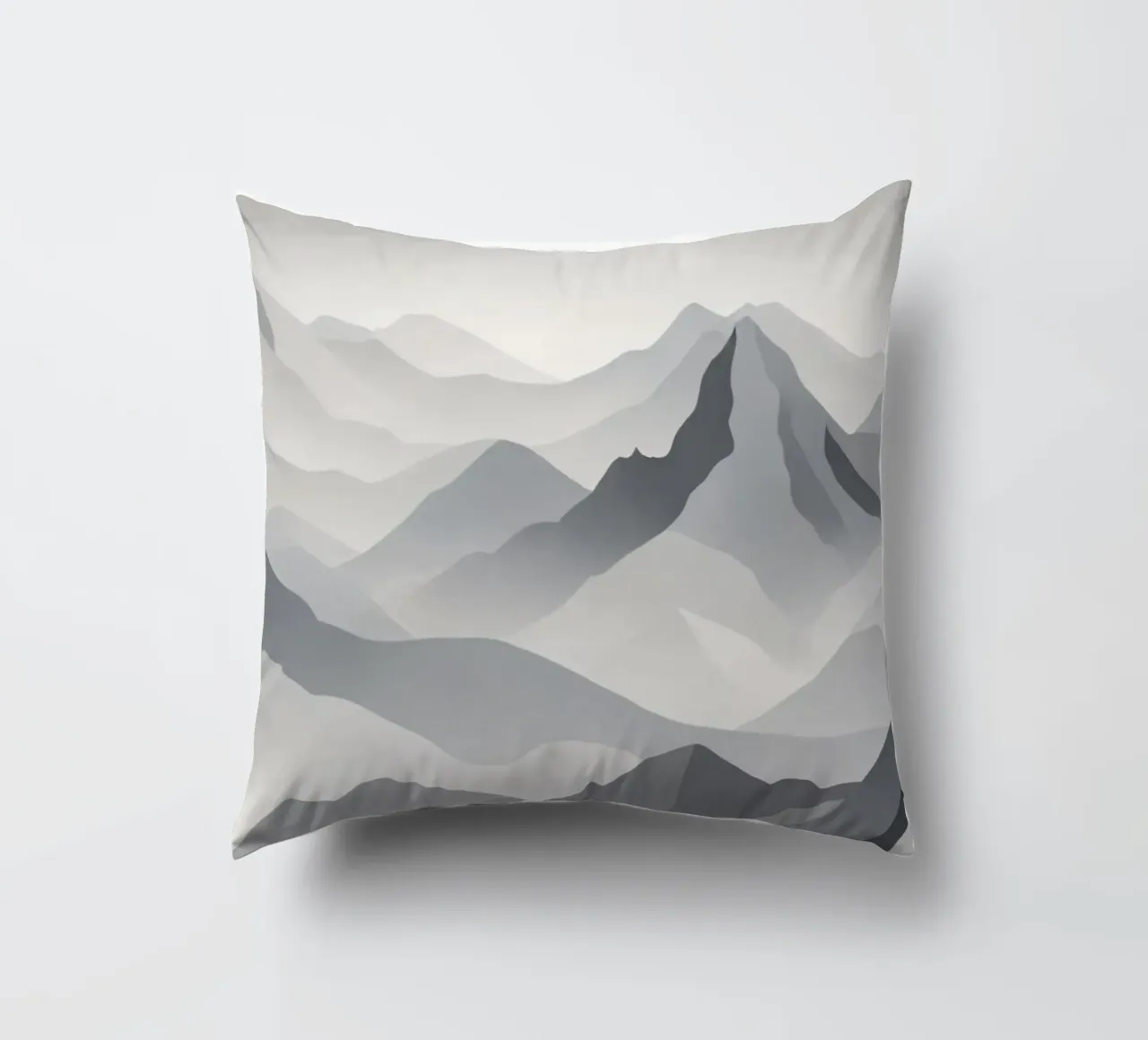 paisaje montañoso en escala de grises que muestra capas de picos cojín de DesignDoodle