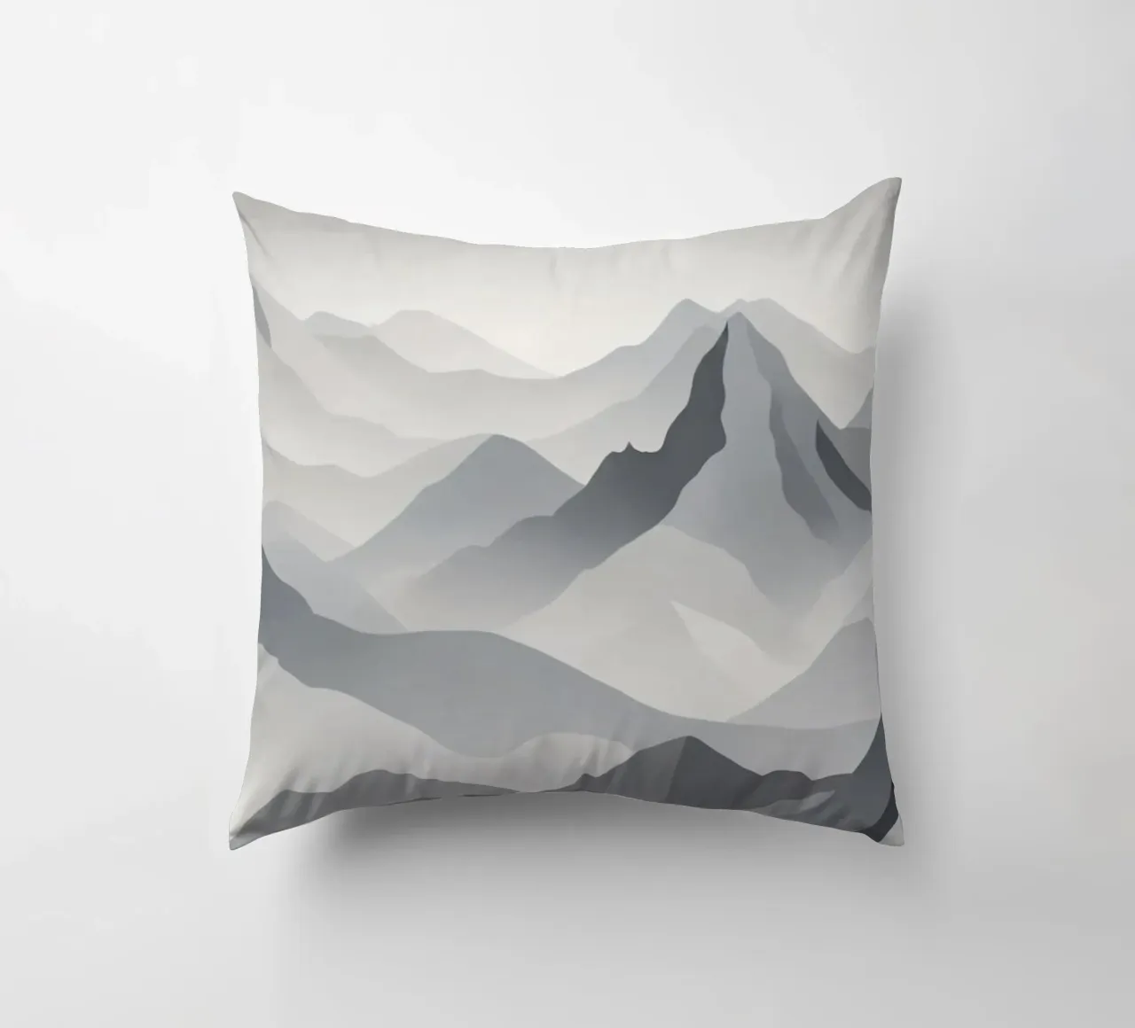 Paesaggio montano in scala di grigi che mostra strati di cime cuscino da DesignDoodle