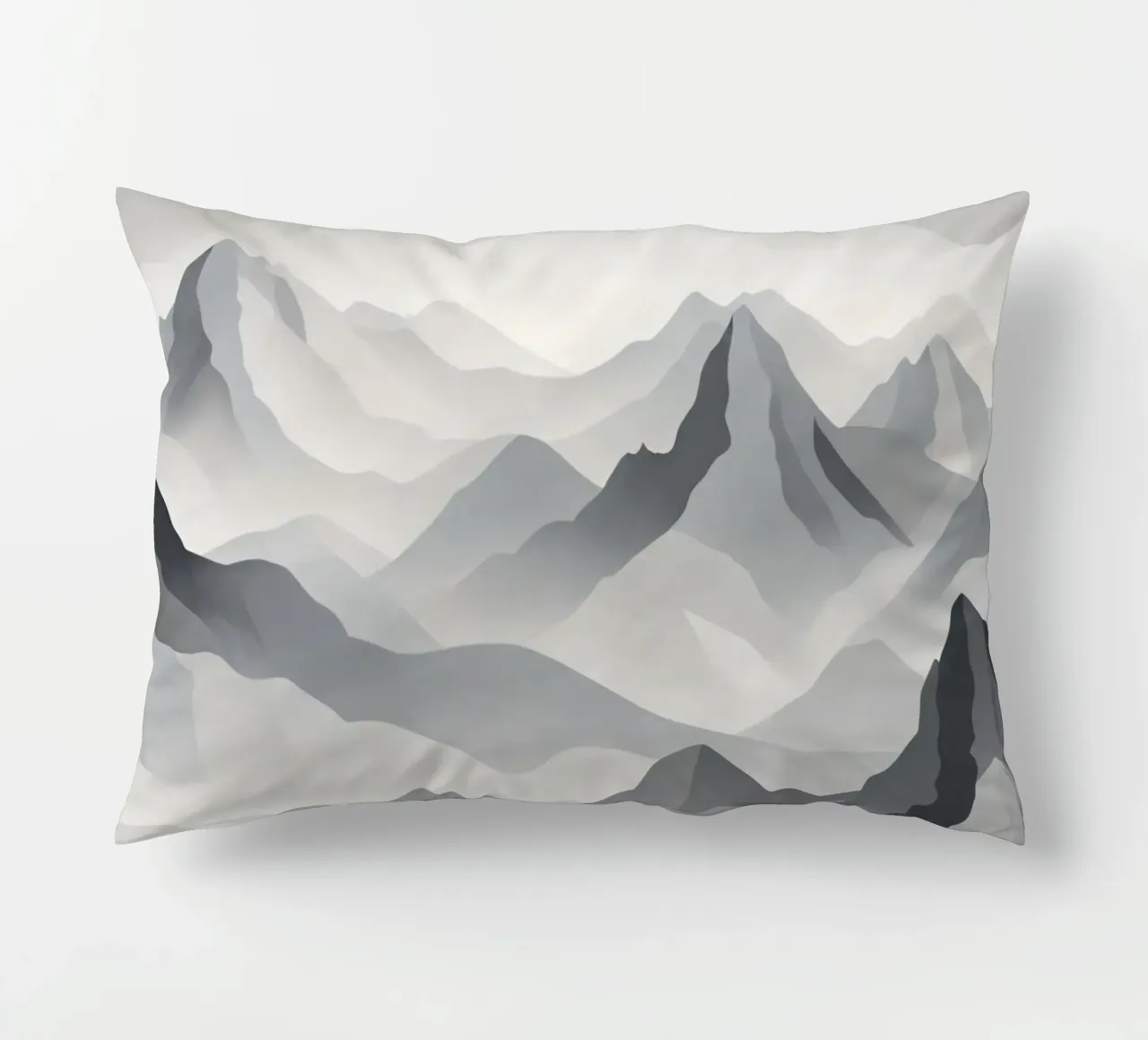paisaje montañoso en escala de grises que muestra capas de picos cojín de DesignDoodle