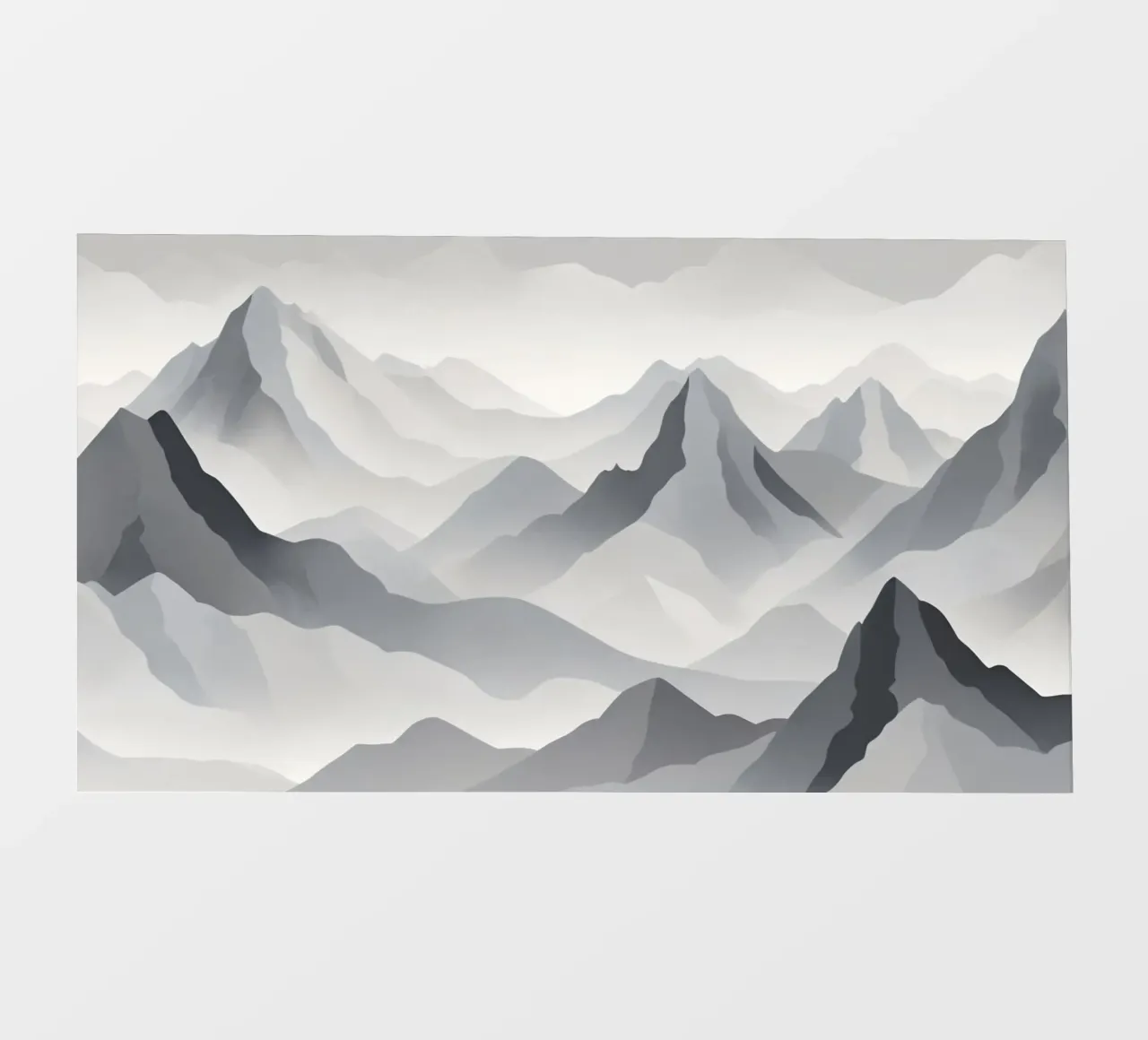 Paesaggio montano in scala di grigi che mostra strati di cime pellicola backlit da DesignDoodle