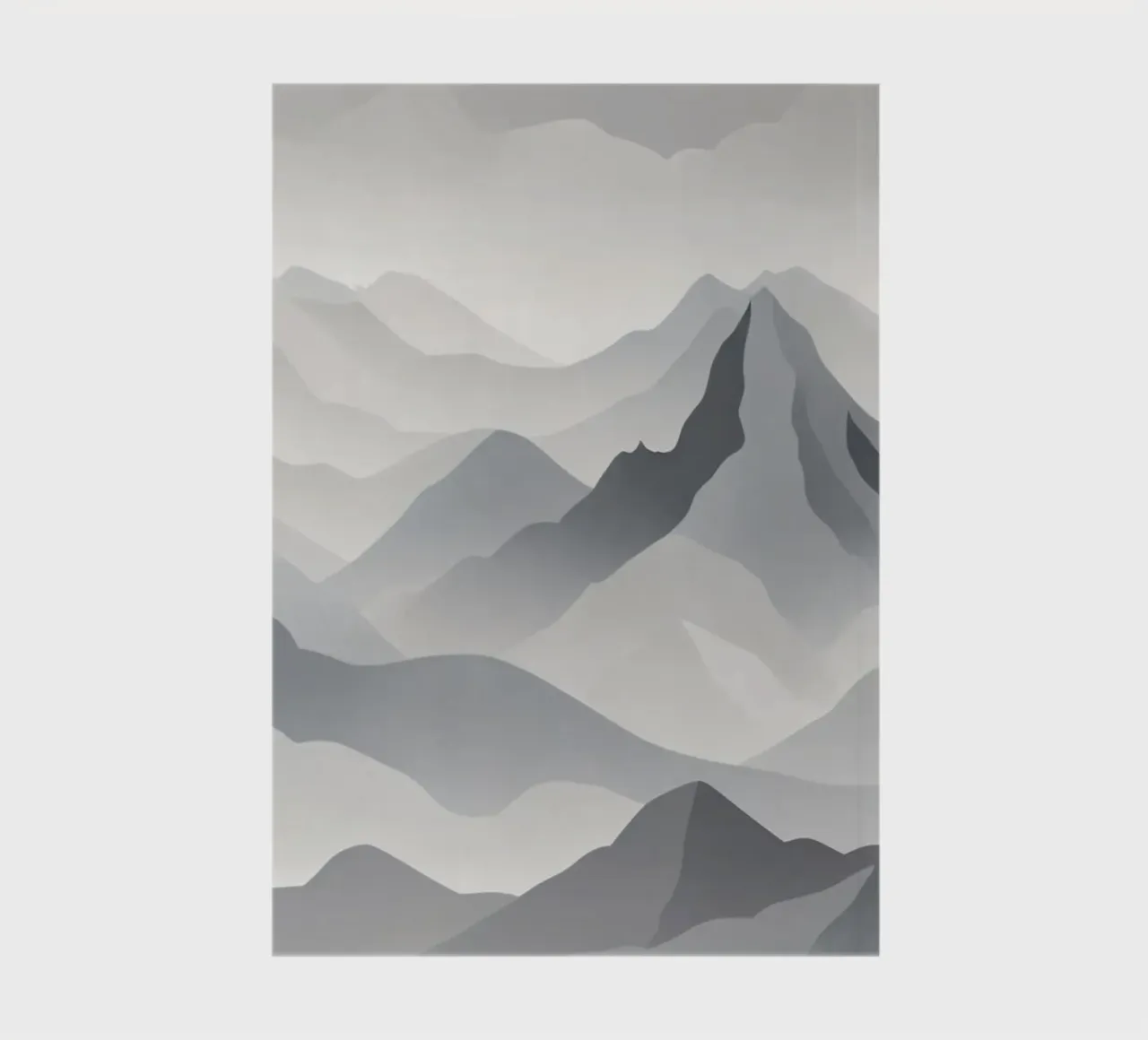 mountain landscape in grayscale showcasing layers of peaks notebook by DesignDoodle