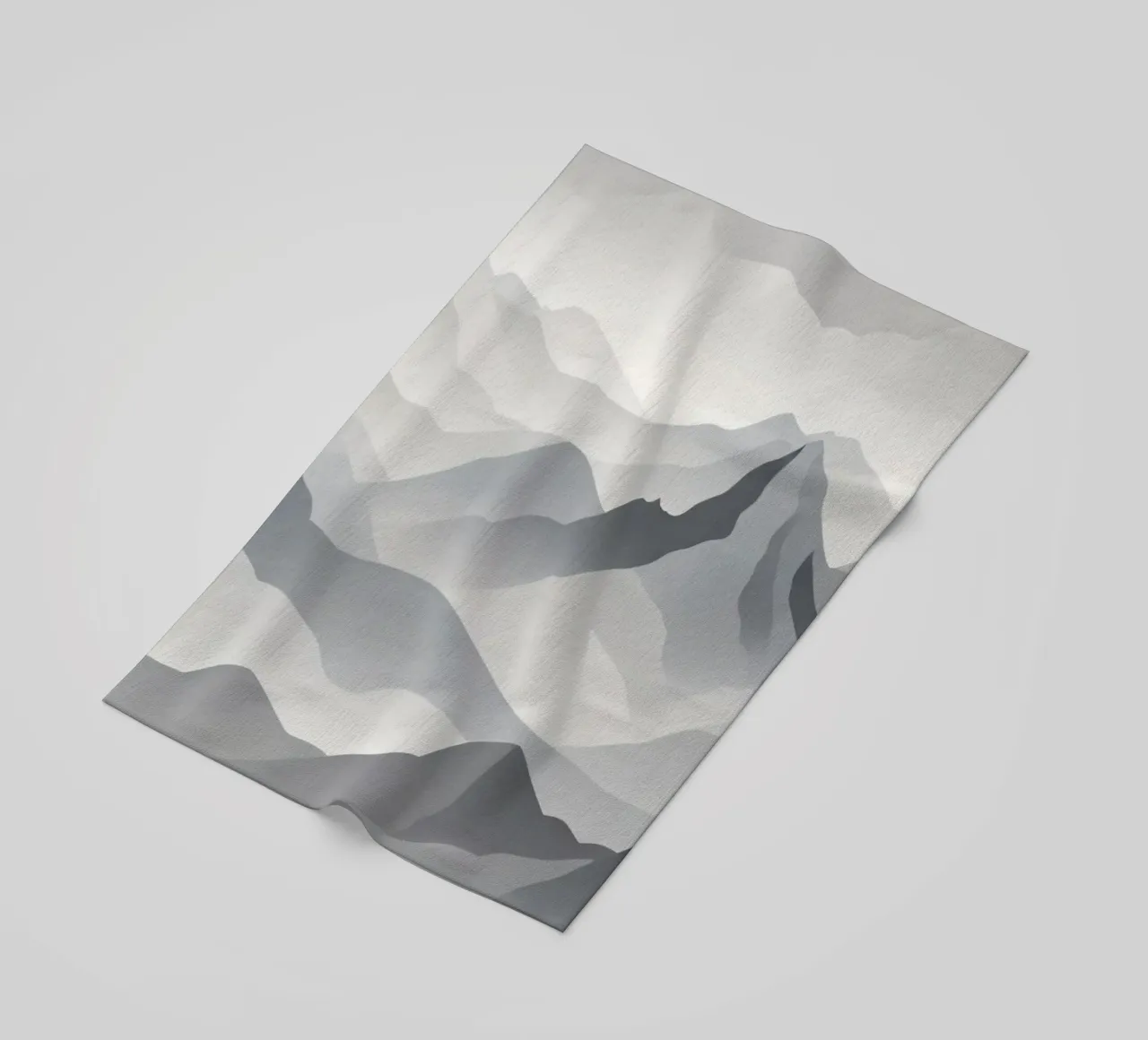 Paesaggio montano in scala di grigi che mostra strati di cime telo mare da DesignDoodle